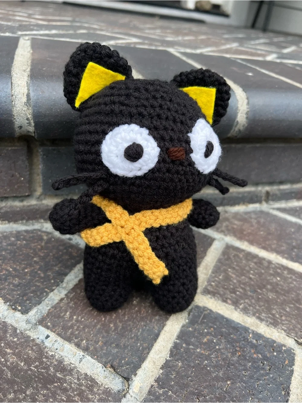Hand Crocheted Felix the Stylish Black Cat Stuffed Animal Plushie!